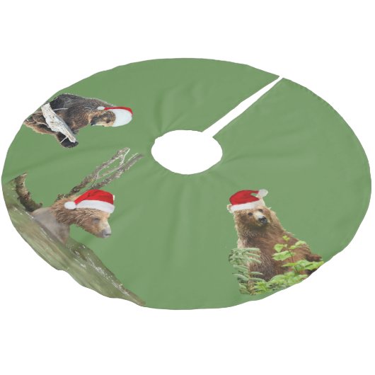 灰色グマが付いている木のスカート ブラッシュドポリエステルツリースカート (アングル)