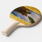 灰色グマにニジマスのサーモンピンクに飛び込むことは言います 卓球ラケット (正面アングル)