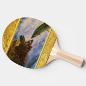 灰色グマにニジマスのサーモンピンクに飛び込むことは言います 卓球ラケット (横)