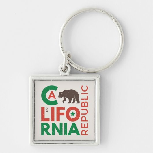 灰色グマのロゴのカリフォルニア キーホルダー (正面)