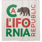 灰色グマのロゴのカリフォルニア シャワーカーテン (正面)