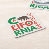 灰色グマのロゴのカリフォルニア スクエアペーパーコースター (アングル)