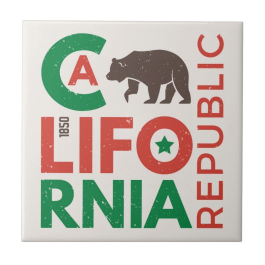 灰色グマのロゴのカリフォルニア タイル (正面)