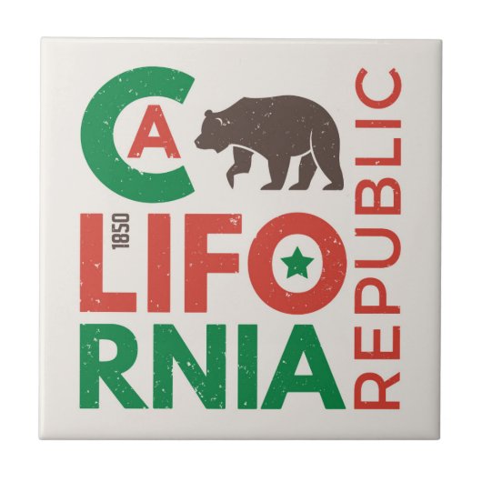 灰色グマのロゴのカリフォルニア タイル (正面)