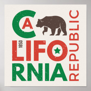 灰色グマのロゴのカリフォルニア ポスター