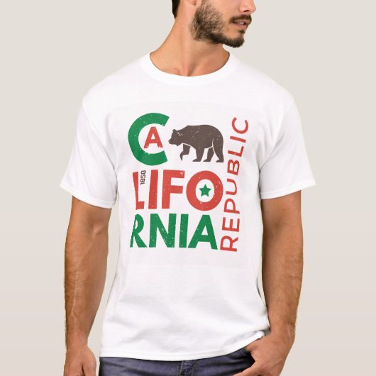 灰色グマのロゴのカリフォルニア Tシャツ (正面)