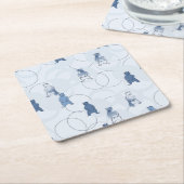 灰色グマを特色にするパターン スクエアペーパーコースター (アングル)