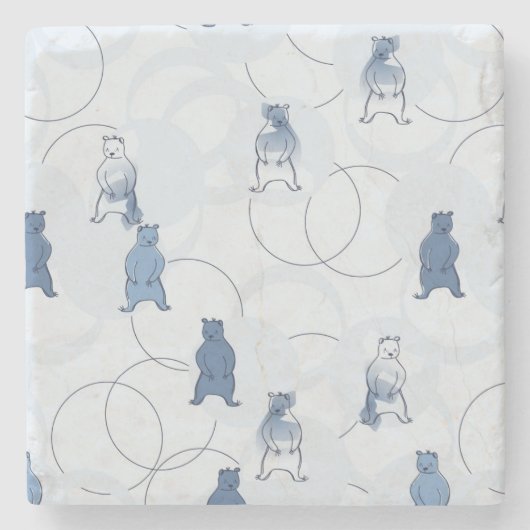 灰色グマを特色にするパターン ストーンコースター (正面)