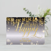 灰色グラデーションにキラキラするクリスマスライトと雪の結晶 箔シーズンカード (立ち正面)