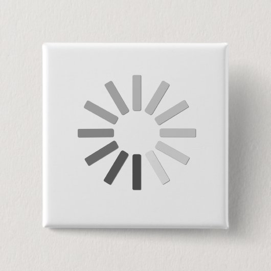 灰色コンピュータローディングの記号ボタン 缶バッジ (正面)