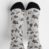 灰色ゴシックスカルとバラフローラ ソックス (上部)