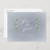 灰色シンプルの書道の素朴な結婚緑 案内ポストカード (正面/裏面)