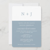 灰色シンプル青エレガントクラシックミニマル結婚 招待状 (正面)