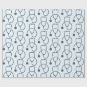 灰色スタイリッシュ聴診器パターン ラッピングペーパー (フラット)