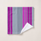 灰色ストライプの紫ファッション バスタオルセット (ウォッシュタオル)