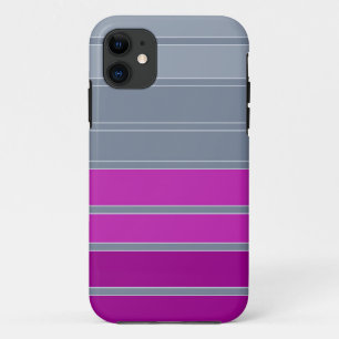 灰色ストライプの紫ファッション iPhone 11 ケース