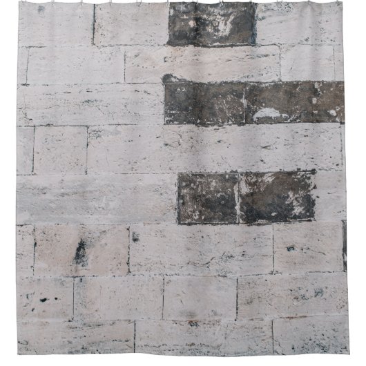 灰色セメント壁 シャワーカーテン (正面)