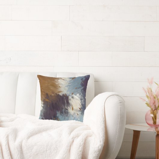 灰色タウペ白抽象芸術筆 クッション (ソファ)