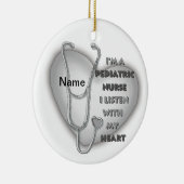 灰色ハート小児ナース セラミックオーナメント (右)