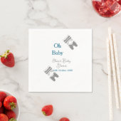 灰色バタフライブルーベビーシャワーオベビーモダン内線 スタンダードカクテルナプキン (インサイチュ)