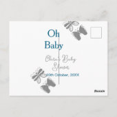 灰色バタフライブルーベビーシャワーオベビーモダン内線 ポストカード (裏面)