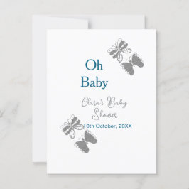 灰色バタフライブルーベビーシャワーオベビーモダン内線 ポストカード