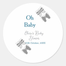 灰色バタフライブルーベビーシャワーオベビーモダン内線