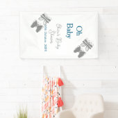 灰色バタフライブルーベビーシャワーオベビーモダン内線 横断幕 (インサイチュ)