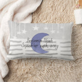 灰色パーソナライズされたと青の月と星の枕 ランバークッション (ブランケット)