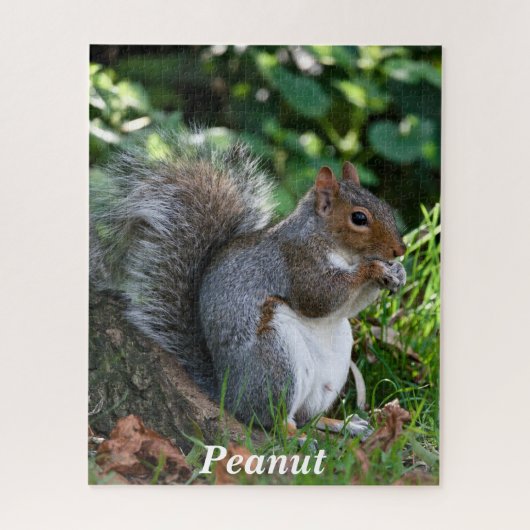 灰色パーソナライズされたリス ジグソーパズル (縦)