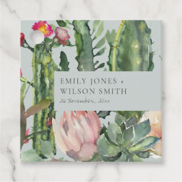 灰色ピンクのフローラのサボテンの結婚葉 フェイバータグ