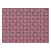 灰色ピンクの市松模様に花付き幾何学模様 テーブルクロス (正面(横))