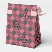 灰色ピンクの市松模様に花付き幾何学模様 フェイバーボックス (裏面サイド)
