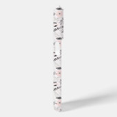 灰色ピンクの花お洒落モノグラム Case-Mate iPhoneケース (裏面 / 右)