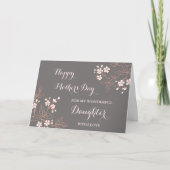 灰色ピンクの花の娘ハッピー母の日 カード (正面)