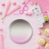 灰色ピンクグラデーション色 ペーパープレート (パーティー)