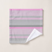 灰色ピンクストライプ色 バスタオルセット (ウォッシュタオル)