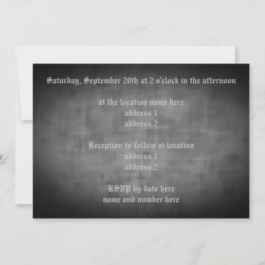 灰色ファンシーの不気味な上のゴシックカ結婚ンデラ 招待状 (裏面)