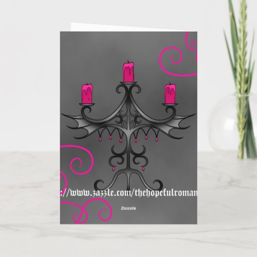 灰色ファンシーの新しい灰色のピンクのゴシック様式のカンデラ結婚ラ カード (裏面)
