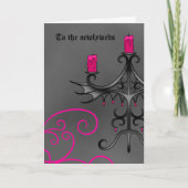 灰色ファンシーの新しい灰色のピンクのゴシック様式のカンデラ結婚ラ カード (正面)