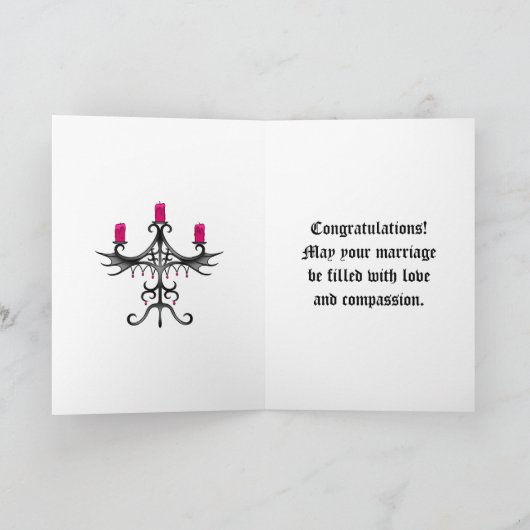 灰色ファンシーの新しい灰色のピンクのゴシック様式のカンデラ結婚ラ カード (内部)