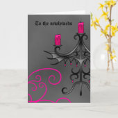 灰色ファンシーの新しい灰色のピンクのゴシック様式のカンデラ結婚ラ カード (黄色い花)