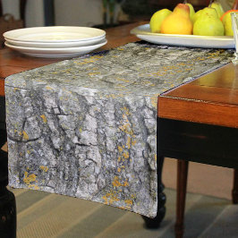 灰色フェイクのグランジ木の樹皮 ショートテーブルランナー