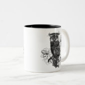 灰色フクロウ白い蘭 ツートーンマグカップ (正面右)