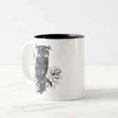灰色フクロウ白い蘭 ツートーンマグカップ (正面左)