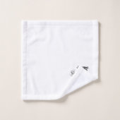 灰色フクロウ白い蘭 バスタオルセット (ウォッシュタオル)