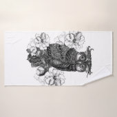 灰色フクロウ白い蘭 バスタオル (バスタオル)