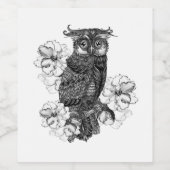 灰色フクロウ白い蘭 ワインラベル (シングルラベル)