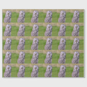 灰色フクロウ素晴らしハガキ正方形ステッカーのポートレート ラッピングペーパー (フラット)