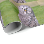 灰色フクロウ素晴らしハガキ正方形ステッカーのポートレート ラッピングペーパー (ロールコーナー)